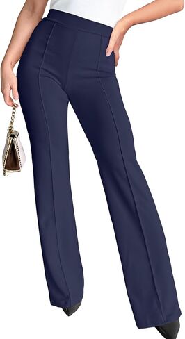 Agenlulu Wide Leg Dress Pants for Women Elastic High Waist Straight Leg Pants Business Casual Pull on Office Work Slacks in Kuwait