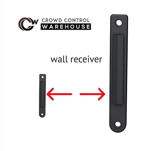 Crowd Control Warehouse - CCW Series WMB-120 Fixed Wall Mount Retractable Belt Barrier - 11 Foot, Black Belt with Black Steel Case, Crowd Control Barriers in Saudi Arabia