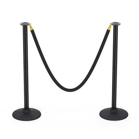 BATTIFE Plastic Stanchion Posts with Black Velvet Ropes and Weighted Rubber-Plastic Base, Crowd Control and Queue Management Barrier Poles for Party, Event, Red Carpet (2 Pack) in Kuwait