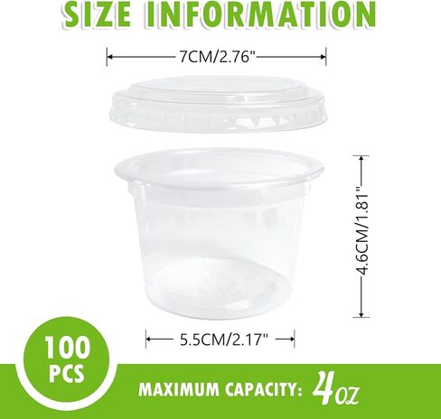 100 قطعة من أكواب البلاستيك مع أغطية، حاويات شفافة للاستعمال مرة واحدة لتتبيل السلطة لتحضير الوجبات الخفيفة، أكواب صغيرة مضادة للتسرب من الجيلي وأكواب صلصة غمس التوابل in Kuwait