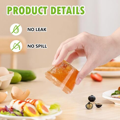 100 قطعة من أكواب البلاستيك مع أغطية، حاويات شفافة للاستعمال مرة واحدة لتتبيل السلطة لتحضير الوجبات الخفيفة، أكواب صغيرة مضادة للتسرب من الجيلي وأكواب صلصة غمس التوابل in Kuwait