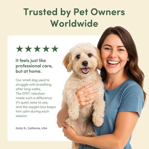 Ultrasonic Pet Nebulizer Set with Inhalation Chamber, 1.5 mL/min, Low-Noise, for Dogs, Cats & Small Pets up to 10 kg (22 lb), Auto-Cleaning in Kuwait