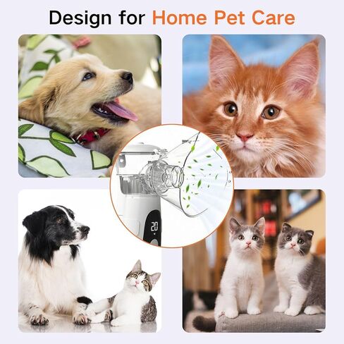 جهاز استنشاق الحيوانات الأليفة من iKeener للكلاب والقطط، جهاز استنشاق شبكي محمول مزود بأوضاع مزدوجة، وظيفة التنظيف التلقائي، جهاز استنشاق رذاذ هادئ لمشاكل تنفس الحيوانات الأليفة in Kuwait