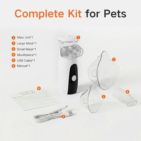 جهاز استنشاق الحيوانات الأليفة من iKeener للكلاب والقطط، جهاز استنشاق شبكي محمول مزود بأوضاع مزدوجة، وظيفة التنظيف التلقائي، جهاز استنشاق رذاذ هادئ لمشاكل تنفس الحيوانات الأليفة in Kuwait