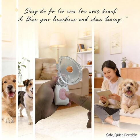 Handheld Mesh Nebulizer for Veterinary Use, Cordless Portable Pet Mist Sprayer with Rechargeable Battery, Ultra-Quiet Operation, Easy to Clean, Compact Design for Dogs Cats Home Use in Kuwait