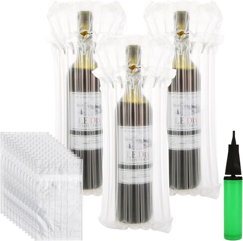 100 Packs Wine Bottle Protector for Travel, Wine Bottle Travel Protector Bags, Inflatable Air Column Cushion Bags with Pump, Wine Protector Sleeve for Safe Transportation in Saudi Arabia