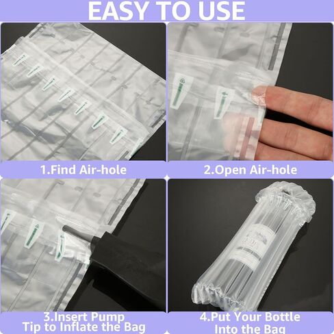 100 Packs Wine Bottle Protector for Travel, Wine Bottle Travel Protector Bags, Inflatable Air Column Cushion Bags with Pump, Wine Protector Sleeve for Safe Transportation in Saudi Arabia