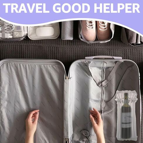 100 Packs Wine Bottle Protector for Travel, Wine Bottle Travel Protector Bags, Inflatable Air Column Cushion Bags with Pump, Wine Protector Sleeve for Safe Transportation in Saudi Arabia