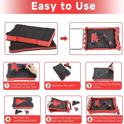 2 عبوة من الفوم تناسب أدوات صندوق الأدوات DIY (قلم تحديد أبيض، سكين أدوات احترافية وثقب إسفنجي) يمكن قصها بنفسك لتناسب مع حماية من الصدمات in Kuwait