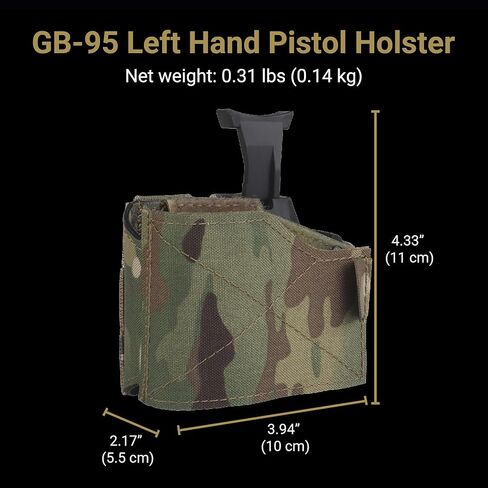 حافظة تكتيكية عالمية لليد اليسرى من UniPro GB-95، نمط MC، نايلون 500D مع غلاف صلب، متوافق مع MOLLE، 4.33x3.94x2.17 بوصة in Kuwait