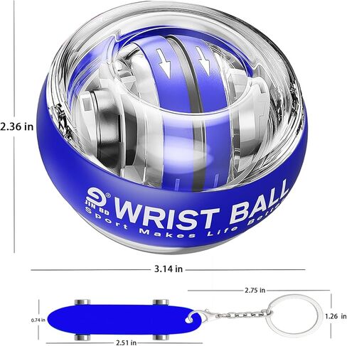 مجموعة كرة جيروسكوبية للمعصم ولوح تزلج بالأصابع - تمرين الساعد ذاتي البدء لقوة القبضة، وتمرين اليد والأصابع، (بدون أزرق فاتح)، وصالة الألعاب الرياضية المنزلية، والتمرين، وإعادة التأهيل in Kuwait