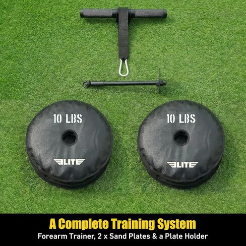 Elite Forearm Strengthener, Forearm Roller with 2x10lbs Sand Plates, Plates Holder & Adjustable Straps, Thick Anti-Slip Handle, Forearm Exerciser, Wrist Roller, Arm Blaster, Hand Grip Strengthener in Saudi Arabia