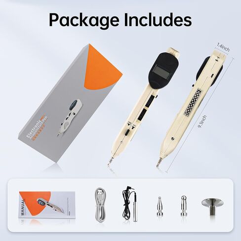 قلم ميريديان الإلكتروني للوخز بالإبر، أداة علاج نقاط الوخز الكهربائية لتخفيف الألم مع 3 رؤوس للتدليك، قابلة لإعادة الشحن in Kuwait
