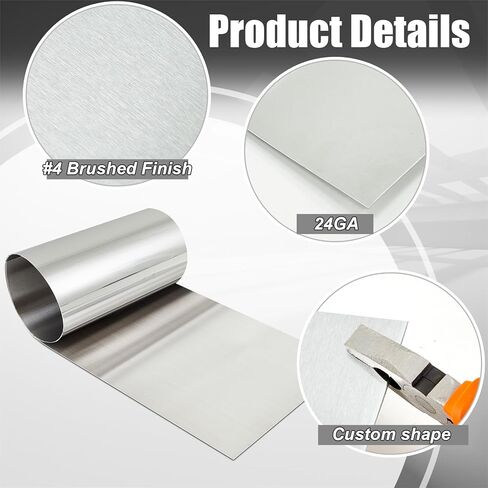 430 Stainless Steel Sheet Metal 24 x 96 Inches 24ga Metal Plates Panel #4 Brushed Finish for Magnetic Mount Board Wall Food Truck Crafting Restaurant Kitchen Floor Trailer Garage Gym in Saudi Arabia
