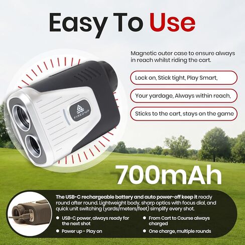 محدد مدى الجولف مع منحدر - جهاز تحديد نطاق الجولف بالليزر القابل لإعادة الشحن مع أوضاع الجولة، اهتزاز قفل العلم، استهداف المسح الضوئي - نطاق تكبير 6X - ياردات، أمتار، مكتشف مسافة القدمين للاعبي الغولف in Kuwait