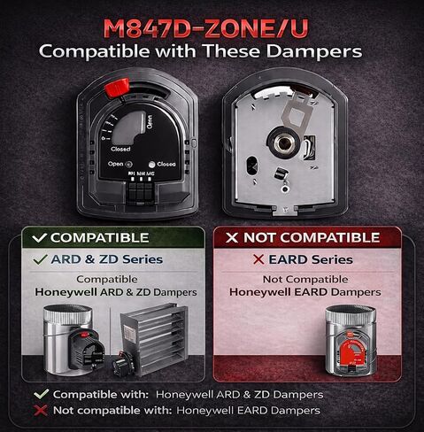 M847d-Zone Valve Actuator,Replacement Motor for ARD ＆ ZD Zone Dampers, Compatible with Honeywell M847d M847D1004 Zone Valve Actuator Damper Operator 24V in Saudi Arabia