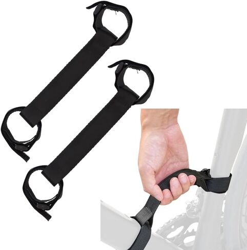Bicycle Carrying Strap, 2 Pack Mountain Bike Frame Handle Carrying Lifter Bike Rack Strap for Road Mountain Bike, Portable and Labor-Saving, Black in Saudi Arabia