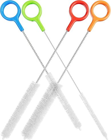 Heavy Duty Cleaning Brushes Set of 4 - Extra Long Straw Cleaners for Metal and Plastic Reusable Drinking Straws, to Clean Small Spaces, Sippy Cups, Water Bottles - Sturdy Hard Brush Bristles in Saudi Arabia