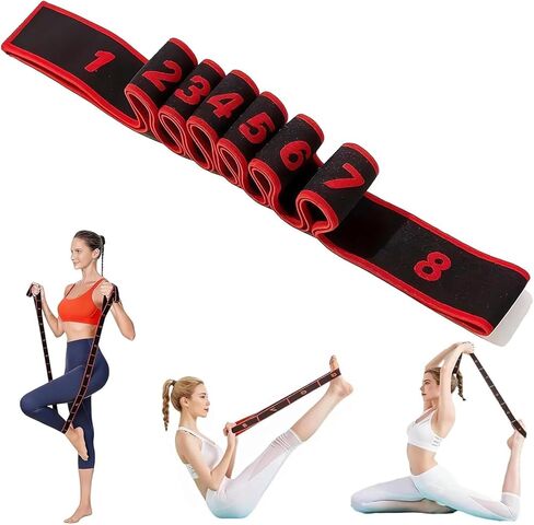Fitness Resistance Band for Stretching and Yoga, Number Stretch Resistance Band with Clear Markings, 8-Section Elastic Training Bands for Yoga, Stretching, Pilates, Fitness in Saudi Arabia