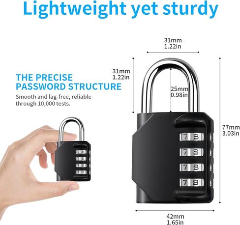أقفال Dun 4 Pack Combination Locked Color Color 4 Digit Lock Lock Outdoor Lock (حافة مستديرة) in Saudi Arabia