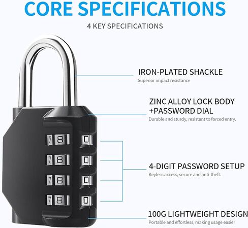 أقفال Dun 4 Pack Combination Locked Color Color 4 Digit Lock Lock Outdoor Lock (حافة مستديرة) in Saudi Arabia