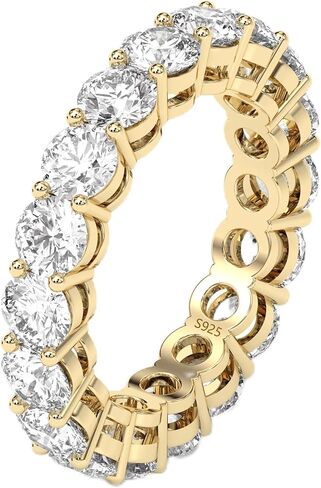 4mm 925 Sterling Silver Rings Gold Engagement Wedding Band Eternity Cubic Zirconia Round Simulated Diamond Stackable Ring for Women in Saudi Arabia