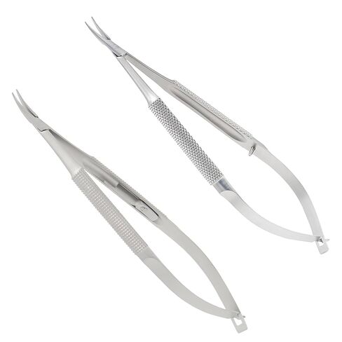 Stellmacher Barraquer Curved Micro Needle Holders, 1.0×10 mm Tip, Standard Model, Locking & Non-Locking Variants, 12 cm Ophthalmic Microsurgical Instrument (Without Lock) in Kuwait