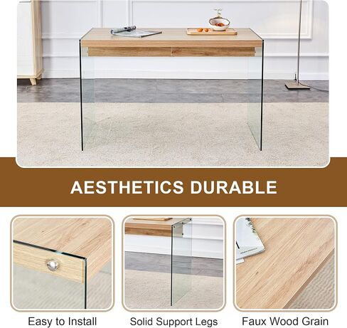 The top of The Coffee Table is Made of Medium Density fiberboard and Wooden Stickers, with Transparent Tempered Glass on Both Sides. The Design is Simple and Elegant, with a Sturdy Structure. in Saudi Arabia