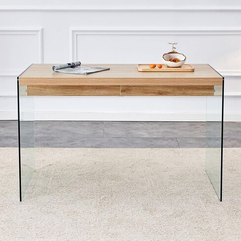 The top of The Coffee Table is Made of Medium Density fiberboard and Wooden Stickers, with Transparent Tempered Glass on Both Sides. The Design is Simple and Elegant, with a Sturdy Structure. in Saudi Arabia