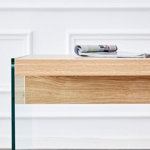 The top of The Coffee Table is Made of Medium Density fiberboard and Wooden Stickers, with Transparent Tempered Glass on Both Sides. The Design is Simple and Elegant, with a Sturdy Structure. in Saudi Arabia