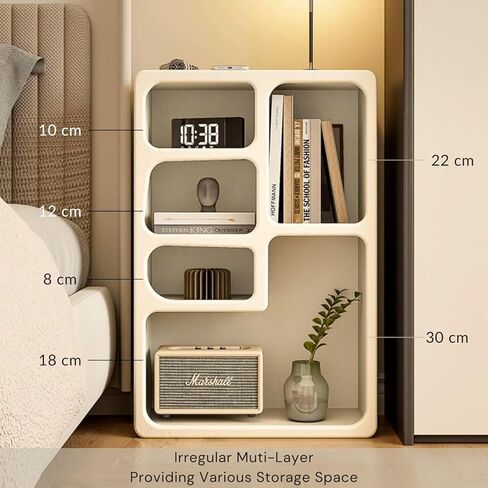 Modern White Nightstand with Open Shelf, Stylish Bedside Table for Bedroom & Living Room, Compact Storage End Table, Versatile Night Stand Cabinet in Saudi Arabia