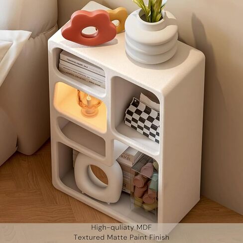 Modern White Nightstand with Open Shelf, Stylish Bedside Table for Bedroom & Living Room, Compact Storage End Table, Versatile Night Stand Cabinet in Saudi Arabia