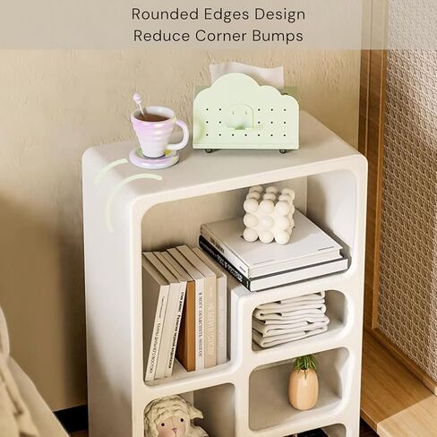 Modern White Nightstand with Open Shelf, Stylish Bedside Table for Bedroom & Living Room, Compact Storage End Table, Versatile Night Stand Cabinet in Saudi Arabia