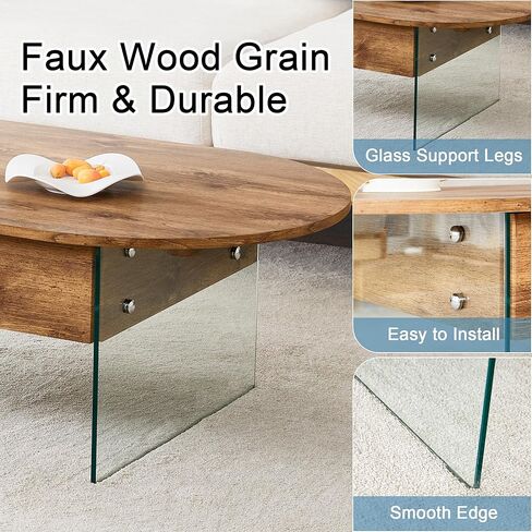 Coffee Table with Double Drawers. The Board Surface is MDF Sticker, and Both Sides are Transparent Tempered Glass. The Design is Simple and Elegant, with Excellent Storage Functions. RR in Saudi Arabia