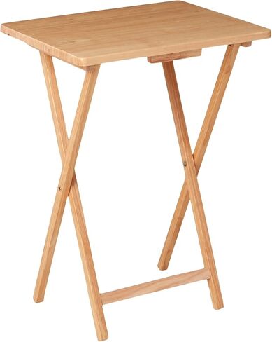 Folding TV Tray Table, Rubberwood, Natural, 19" x 14.5" x 26", Indoor, 1 Piece in Saudi Arabia