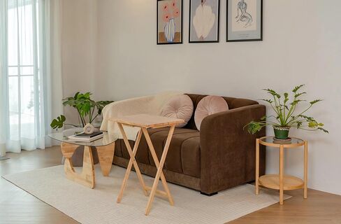 Folding TV Tray Table, Rubberwood, Natural, 19" x 14.5" x 26", Indoor, 1 Piece in Saudi Arabia
