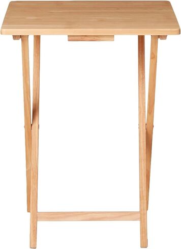 Folding TV Tray Table, Rubberwood, Natural, 19" x 14.5" x 26", Indoor, 1 Piece in Saudi Arabia