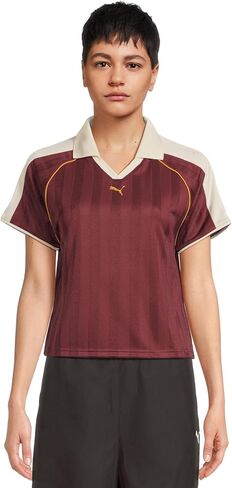 PUMA Womens T7 Relaxed V Neck Short Sleeve Jersey Soccer Cleats - Red in Saudi Arabia