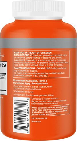 Qunol Turmeric Curcumin Supplement, 1000mg with Ultra High Absorption, for Joint Support, Extra Strength Capsules, 240 Count in Kuwait