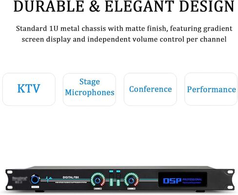 Professional Feedback Suppressor, Microphone Anti-Howling Feedback Frequency Shifter, Anti-Howling Audio Processor, 2-in 2-Out, for Live Performances, Stage, Conference in Kuwait