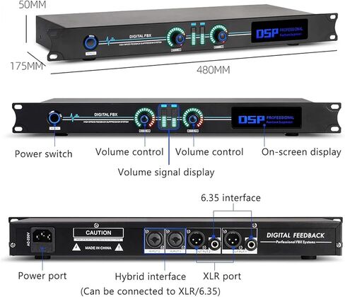 Professional Feedback Suppressor, Microphone Anti-Howling Feedback Frequency Shifter, Anti-Howling Audio Processor, 2-in 2-Out, for Live Performances, Stage, Conference in Kuwait