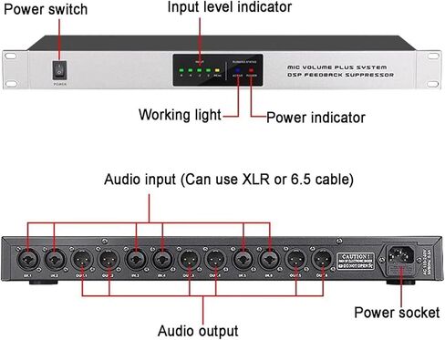 Feedback Frequency Shifter, Professional Feedback Suppressor, Anti-Howling Digital Audio Processor, with 9 Level Inhibition Intensity, for Performance Stage, Ktv Microphone in Kuwait