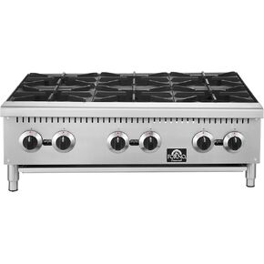 موقد غاز Forno Commerciale مقاس 36 بوصة مع 6 شعلات مفتوحة - مجموعة كونترتوب من الفولاذ المقاوم للصدأ بقدرة 150,000 وحدة حرارية بريطانية مع شبكات من الحديد الزهر - معدات مطاعم ومطابخ شديدة التحمل in Kuwait