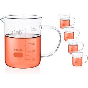 أكواب زجاجية بمقبض، قطعتان سعة 250 مل 3.3 أكواب قياس من زجاج البورسليكات مع صنبور للمختبرات أو الفصول الدراسية أو المنزل، أكواب المختبر، BKLGH250A2 in Kuwait