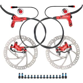 طقم فرامل الدراجة الإلكترونية الهيدروليكية ZOOM HB876E - فرجار 4 مكابس مع مستشعر قطع الطاقة 2/3 سنون، مشفر مسبقًا بزيت معدني، يتضمن دوارات 160 مم in Kuwait