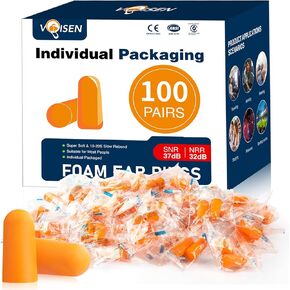 VOISEN Foam Ear Plugs,200 Pairs EarPlugs for Sleeping,32dB NRR 37dB SNR Ear Plug Noise Cancelling for Snoring, Studying,Traveling & Concerts, Individual Package in Kuwait
