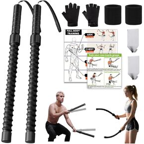 حبال معركة بدون حبال - حبال تمرين محمولة مرجحة لصالة الألعاب الرياضية المنزلية، تمرين القفز/الذراع اللاسلكي مع قفازات مضادة للانزلاق وملصق تدريب - HIIT، تمارين القلب والقوة/العضلات منخفضة التأثير (قطعتان) in Kuwait