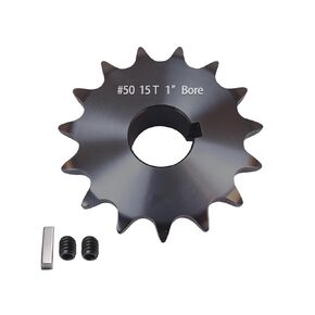#50 Roller Chain Sprocket 20 Tooth 3/4" Bore (3/16" Keyway) Black Oxide with 2 Set Screws & Key Included for Conveyor Farm Equipment Packaging Industrial Heavy Duty Drive, Hardened Steel 50BS20-3/4 in Kuwait