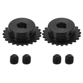 uxcell #25 Chain Roller Sprocket 25mm Bore 53.5mm OD, 25 Tooth C45 Carbon Steel ANSI #25 Roller Sprocket Round Hole with 8x3.3mm Keyway & Set Screws for ISO 04C Chain, Black in Kuwait