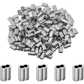 50 قطعة M5 الألومنيوم العقص الأكمام حلقة لسلك حبل قطره 9/64 بوصة والكابلات in Kuwait